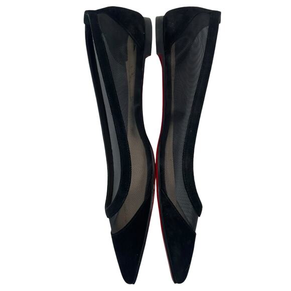 Christian Louboutin Galativi Suede Mesh Pointed Toe Flats Black Size 37 - Picture 9 of 13